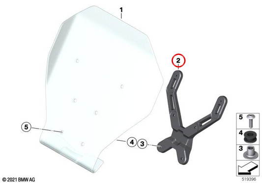 Rinforzo parabrezza OEM 46637108061 per motocicletta BMW CE 04 (K07) dal 11/2021. Originale BMW Motorrad.