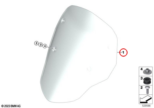 Parabrezza sportivo basso chiaro OEM 46637108625 per moto BMW R 1300 GS (KA1) Original BMW Motorrad
