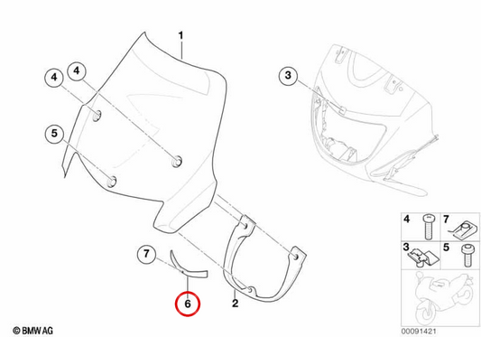 Placa de reforço OEM 46637657922 para BMW Motorrad F 650 GS, F 650 GS Dakar. Originais BMW Motorrad.