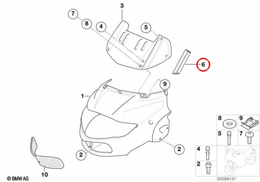 Cubierta lateral izquierda OEM 46637661851 para BMW Motorrad R1150RT, R850RT. Original BMW Motorrad.