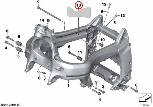 Isolation thermique droite OEM 46637681039 pour motos BMW K1200S, K1300S, K1200R, K1300R. BMW Motorrad d'origine.