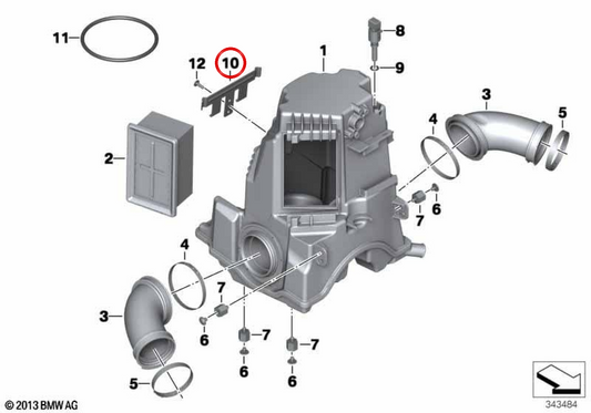 Supporto scatola filtro aria OEM 46637688351 per moto BMW R 1200 GS e R 1200 GS Adventure K25. Originale BMW Motorrad