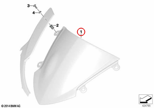 Frontscheibe OEM 46637702386 für BMW R1200S, HP2 Sport Motorräder. Original BMW Motorrad.