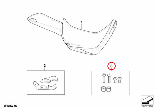 Kit di fissaggio paramani OEM 46637706779 per BMW R 1200 GS e Adventure K25. Originale BMW Motorrad.