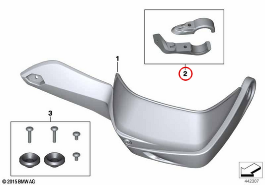 Befestigungssatz Handschutz rechts OEM 46637706796 für BMW R 1200 GS und R 1200 GS Adventure Motorräder. Original BMW Motorrad