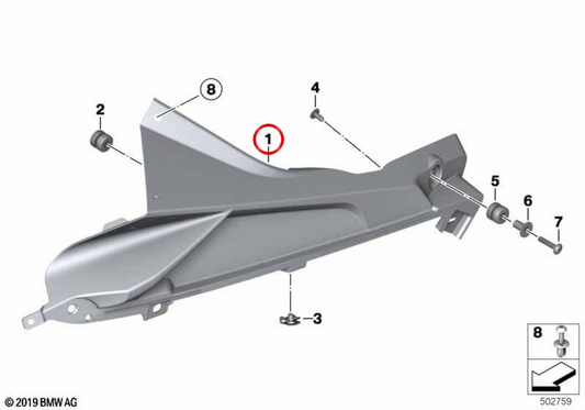 Suporte de placa esquerda OEM 46637715921 para motocicletas BMW HP4 K42, S 1000 RR K46. Originais BMW Motorrad.