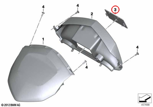 Copertura del computer di navigazione OEM 46637724079 per moto BMW K 1600 GT e K 1600 GTL (K48). Originale BMW Motorrad.