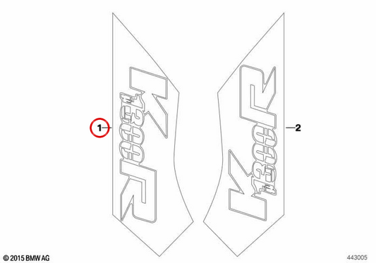 Inscription gauche OEM 46637728189 pour motos BMW K1200R, K1300R. BMW Motorrad d'origine.
