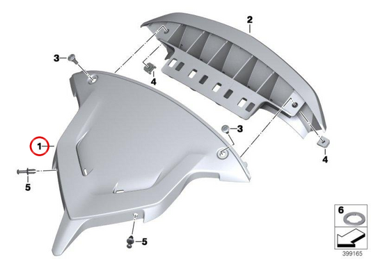 Couvercle de régulateur de pare-brise OEM 46637728788 pour BMW R1200RT, R1250RT. BMW Motorrad d'origine.