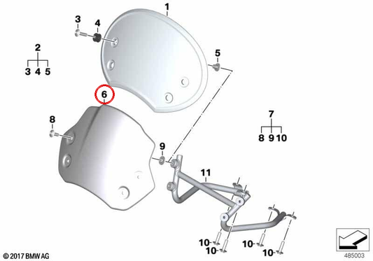 Parabrisas delantero aluminio mate OEM 46637921761 para motos BMW R nineT, R nineT Pure, R nineT Pure A2, R nineT Scrambler Original BMW Motorrad