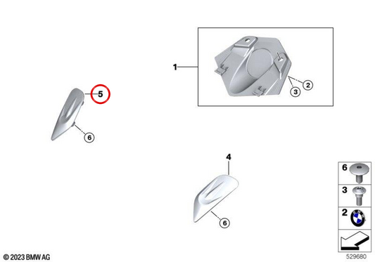 Capuchon de rétroviseur droit OEM 46638103282 pour BMW Motorrad M 1000 RR (K66). BMW Motorrad d'origine.