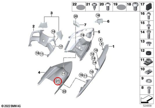 Bullone testa flangiata OEM 46638104642 per moto BMW G 310 RR. BMW Motorrad originale.