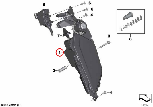 Porta-objetos lateral direito MONOLITH-MET. OEM 46638350512 para motos BMW K 1600 GT, K 1600 GTL (K48) Original BMW Motorrad