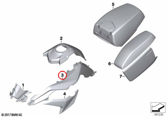 Rechte Seitenverkleidung OEM 46638388584 für BMW Motorrad F 750 GS, F 850 ​​GS, F 900 GS... und mehr. Original BMW Motorrad.