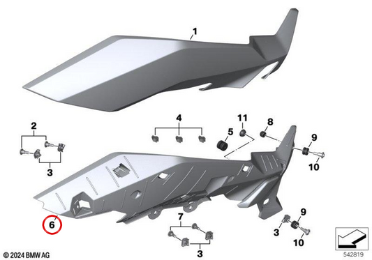 Rechte Innenverkleidung OEM 46638394382 für BMW Motorrad S 1000 XR, M 1000 XR. Original BMW Motorrad.