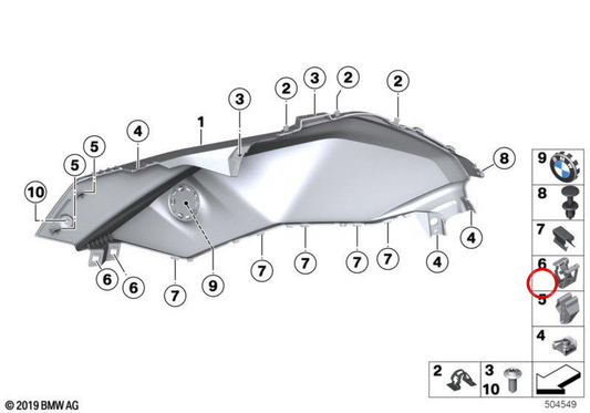 Pièce latérale gauche OEM 46638403899 pour BMW Motorrad F 900 XR, F 900 XR A2. BMW Motorrad d'origine.