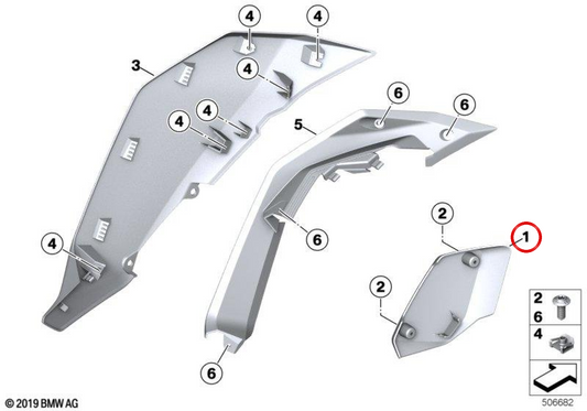 Linke Luftkanalverkleidung OEM 46638403915 für BMW Motorrad F 900 XR. Original BMW Motorrad.
