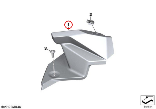 Acabamento interno esquerdo OEM 46638403923 para motocicletas BMW F900XR (K84) e muito mais. Originais BMW Motorrad.