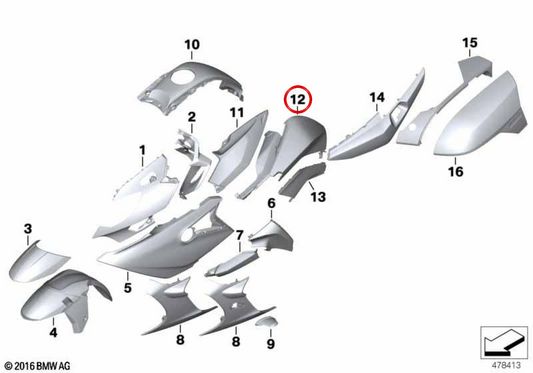 Tappo serbatoio sinistro OEM 46638414281 per BMW Motorrad K 1600 GT, K 1600 GTL. BMW Motorrad originale.