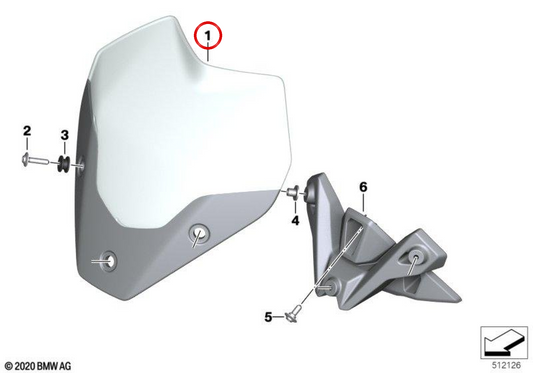 Pare-brise bas transparent OEM 46638414748 pour BMW Motorrad S 1000 R (K63), M 1000 R (K66) à partir de 2022. BMW Motorrad d'origine.