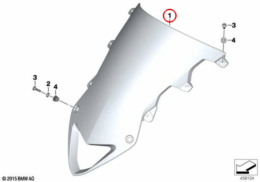 Parabrisas delantero OEM 46638522123 para motos BMW S 1000 RR (K46) 2008-2014. Original BMW Motorrad.