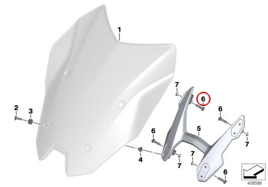 Bulon palier de réglage de pare-brise OEM 46638524981 pour motos BMW R 1200 GS, R 1250 GS, R 1200 GS Adventure, R 1250 GS Adventure, R 1200 RS, R 1250 RS, S 1000 XR... et plus. Original BMW Motorrad.