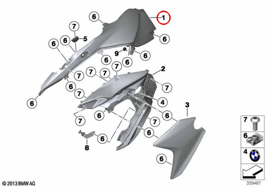 Pièce latérale de carénage avant gauche OEM 46638526811 pour BMW Motorrad F 800 GS, F 800 GS Adventure... et plus encore. BMW Motorrad d'origine.