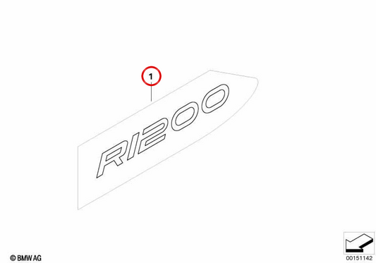 Scritta R1200 sinistra argento OEM 46638528381 per BMW Motorrad R1200GS Adventure K25 (2008-2013). BMW Motorrad originale.