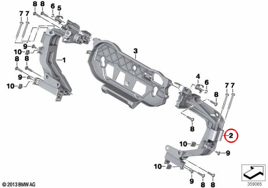 Supporto specchietto retrovisore destro OEM 46638529398 per moto BMW R1200RT, R1250RT. BMW Motorrad originale.