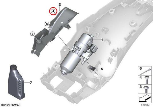 Vis de carrosserie à collet M6x24,5 OEM 46638531527 pour motos BMW R 1250 GS, R 1200 GS, R 1250 RT, R 1200 RT, S 1000 RR, M 1000 R... et plus. Original BMW Motorrad