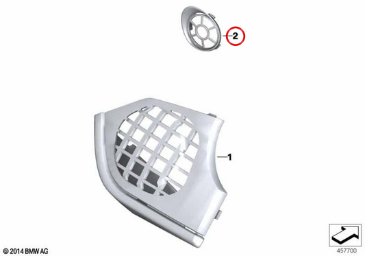 Garniture de haut-parleur aigu gauche OEM 46638537977 pour BMW Motorrad K1600 GT, K1600 GTL. BMW Motorrad d'origine.
