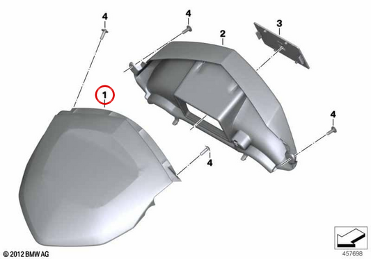 Cubierta de navegación superior OEM 46638549505 para motos BMW K1600 GT, K1600 GTL, K1600 Bagger. Original BMW Motorrad.