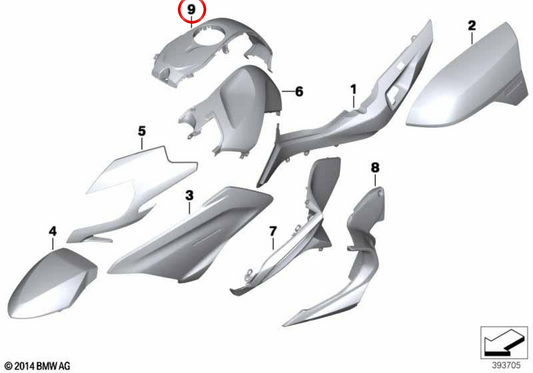 Granitgraue Mitteltankabdeckung OEM 46638557838 für BMW R1200RT, R1250RT. Original BMW Motorrad.