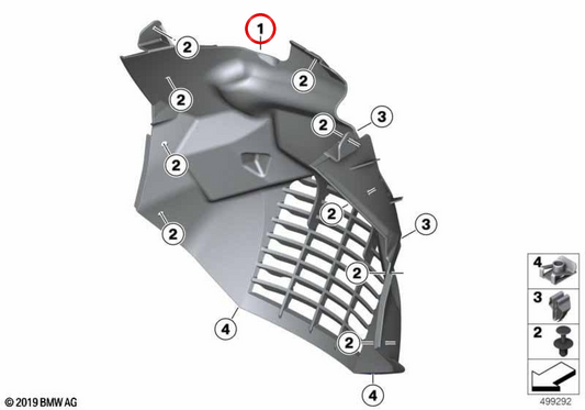 Moulure de radiateur OEM 46638558561 pour motos BMW C 400 X (2018-2024). BMW Motorrad d'origine.