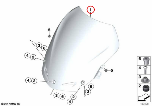 OEM matte Windschutzscheibe 46638560427 für BMW F800GT Motorräder. Original BMW Motorrad.