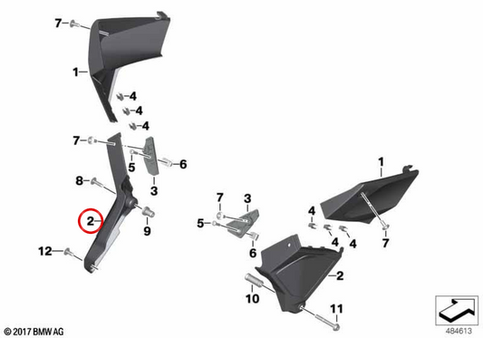 Coque inférieure de châssis droite OEM 46638560716 pour motos BMW K 1600 Bagger K61 (2017-2025). Original BMW Motorrad.