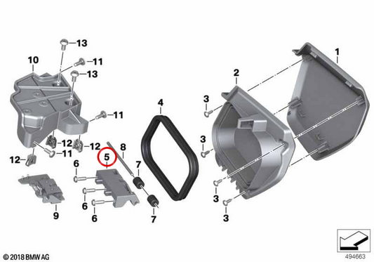 Kofferdeckelscharnier OEM 46638566834 für BMW Motorräder C 400 GT, C 400 GT 2.5. Original BMW Motorrad.