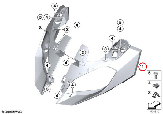 Carenatura anteriore sinistra OEM 46639480189 per BMW Motorrad F 900 XR, F 900 XR A2. BMW Motorrad originale.