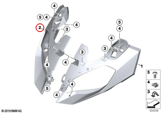 Carenatura anteriore destra OEM 46639480190 per moto BMW F 900 XR, F 900 XR A2. BMW Motorrad originale.
