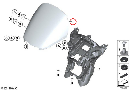 Hohe Frontscheibe OEM 46639899433 für BMW R 18 B, R 18 Transcontinental Motorräder. Original BMW Motorrad.