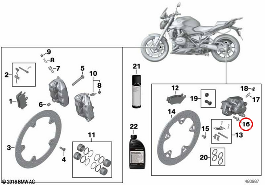 Bullone cilindrico OEM 46639908452 per moto BMW R 1200 GS, F 750 GS, R 18... e altro ancora. BMW Motorrad originale.
