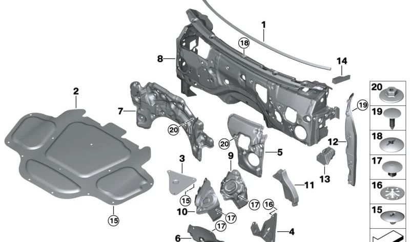 Acoustic insulation for BMW X5 F95, G05, G18, X6 F96, G06, X7 G07 (OEM 51487214700). Genuine BMW