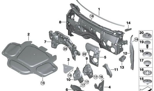 Acoustic insulation for BMW X5 F95, G05, G18, X6 F96, G06, X7 G07 (OEM 51487214700). Genuine BMW