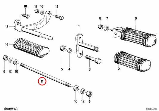 OEM rear brake lever bolt 46711230762 for BMW R50, R60, R75, R80, R90, R100. Original BMW Motorrad.