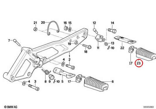 Fußrastengummi OEM 46712310401 für BMW Motorräder F 650, F 650 GS, G 650 GS, R 1150 GS... und mehr. Original BMW Motorrad.