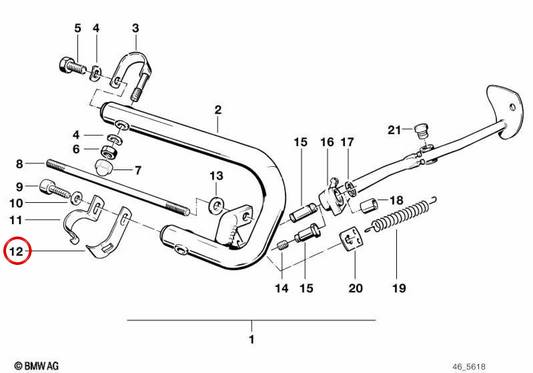 Silberner Tritt OEM 46712314363 für BMW Motorrad R 80 R, R 100 R, R 100 Mystik. Original BMW Motorrad.