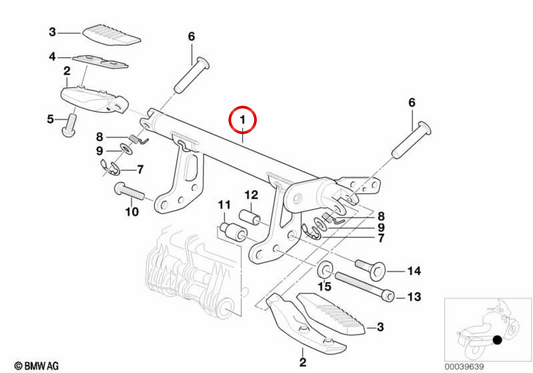 Vordere Fußstützenhalterung OEM 46712331435 für BMW R850C, R1200C, R1200C Independent Motorräder. Original BMW Motorrad.