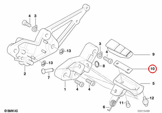 OEM support plate 46712335185 for BMW motorcycles F 650 CS, R 1150 GS Adventure, K 1200 RS, R 1100 S... and more. Original BMW Motorrad.