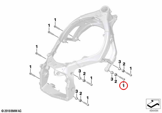 M10x50 OEM 46715B35286 VITE trapezoidale per motociclette BMW S 1000 R, S 1000 RR, M 1000 R, M 1000 XR. BMW MOTORAD originale.