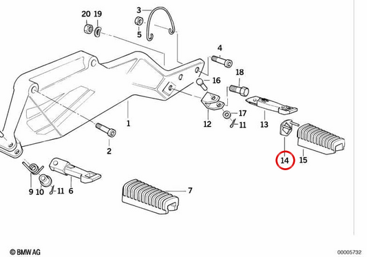 Arretierunterlage rechts OEM 46717687108 für BMW Motorräder R 1200 GS, R 1250 GS, R 1200 RT, R 1250 RT, K 1600 GT, K 1600 GTL, S 1000 XR... und mehr. Original BMW Motorrad